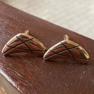 Boomerang vintage cufflinks mid-century, modern Tess designer Hickok  gold plate